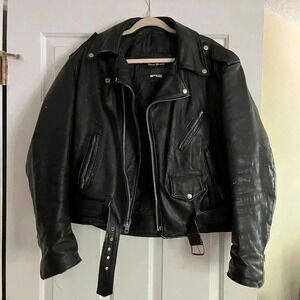 Vintage Steer brand leather Motorcycle Jacket (1980’s) Black Size 46